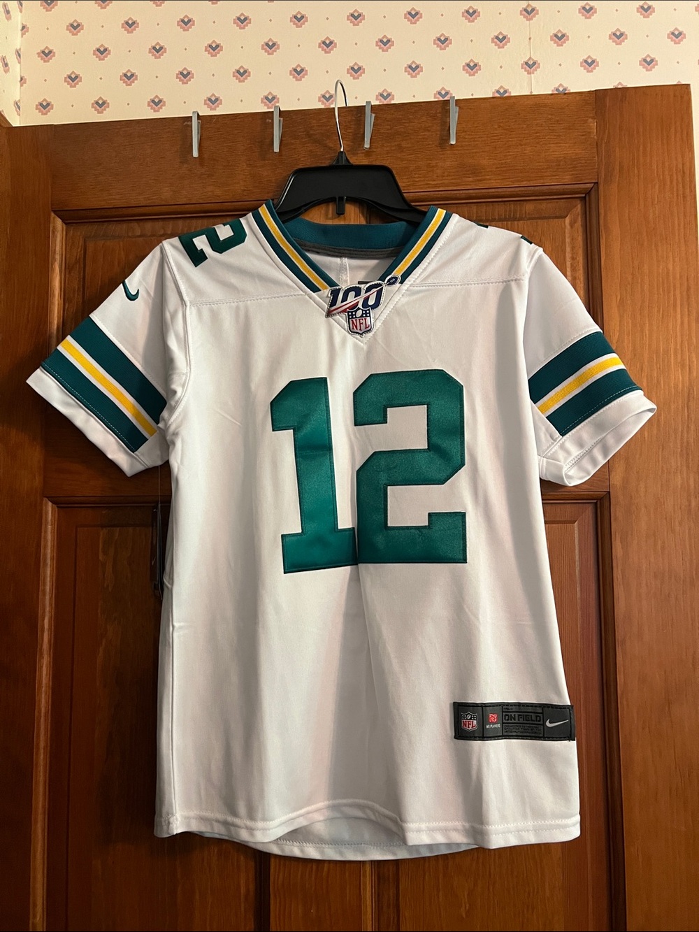 NFL Green Bay Packers White Jersey with Green and Yellow Accents #12